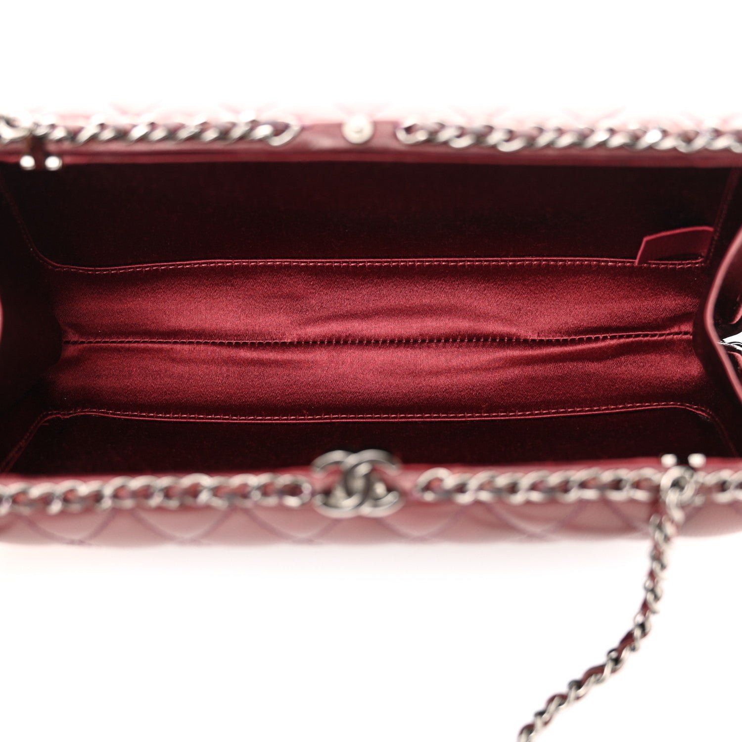 Chanel Lambskin Quilted Chain Around Clutch Red 5 of 11