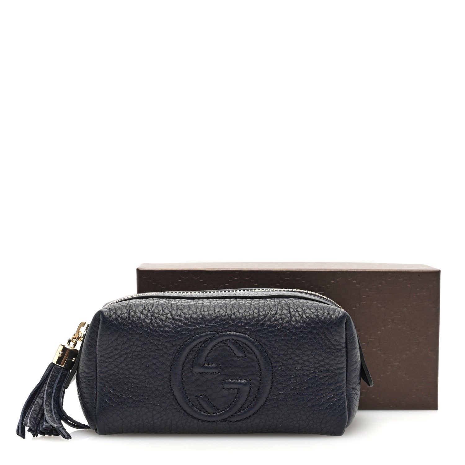 Gucci Pebbled Calfskin Soho Small Cosmetic Case Blue 8 of 8
