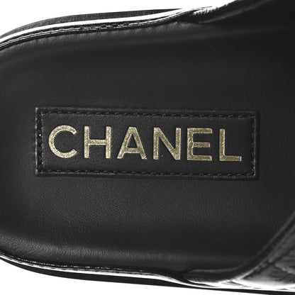 Chanel Lambskin Quilted Velcro Dad Chain CC Slide Sandals 39 Black 9 of 9
