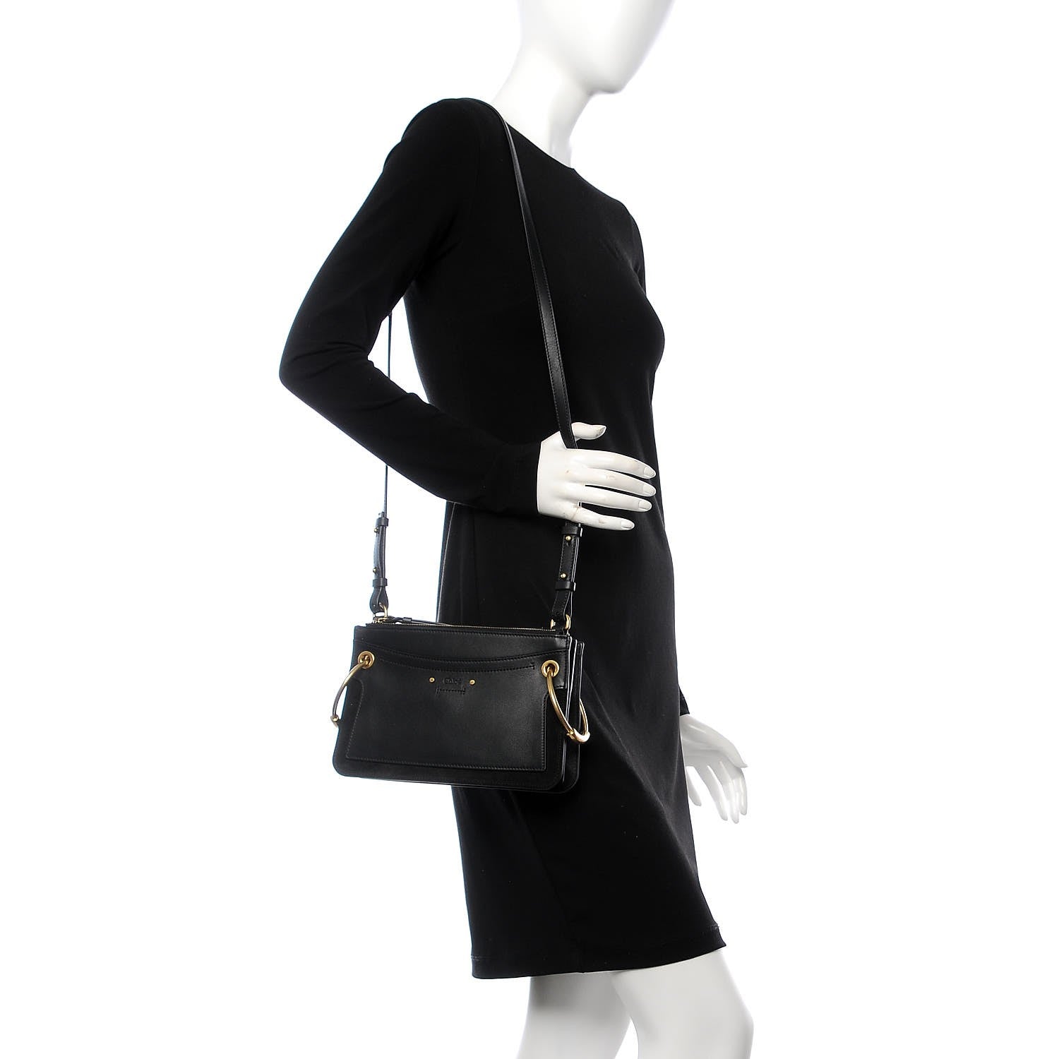Chloe Calfskin Suede Mini Roy Bag Black 2 of 9