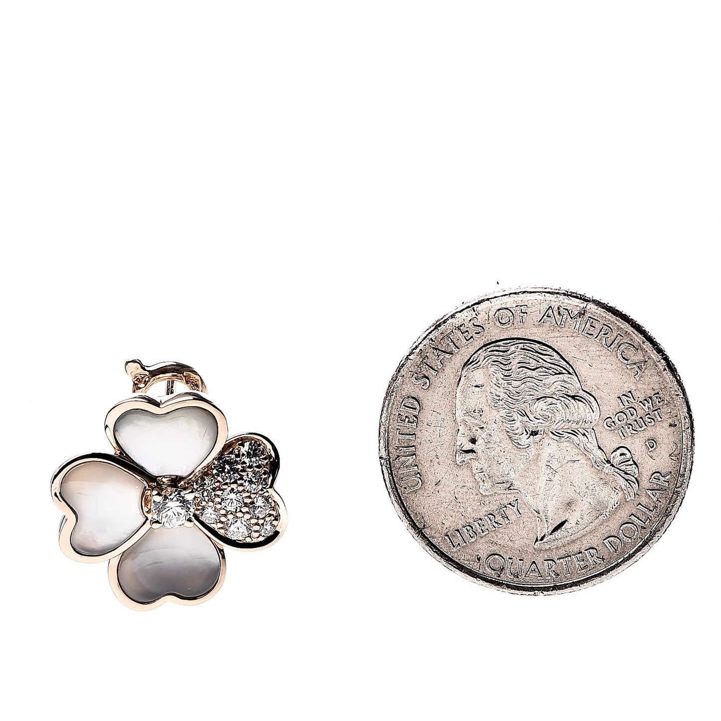 18K Rose Gold Diamond Mother of Pearl Small Cosmos Earrings