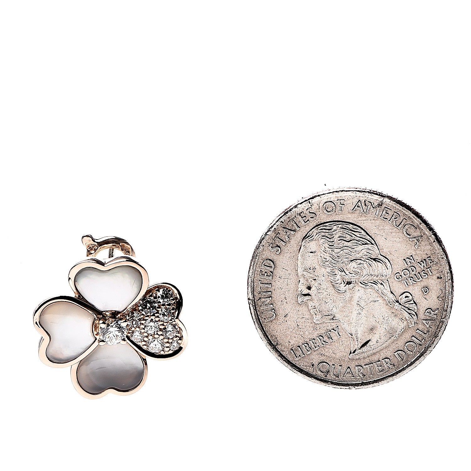 Van Cleef & Arpels 18K Rose Gold Diamond Mother of Pearl Small Cosmos Earrings 3 of 5