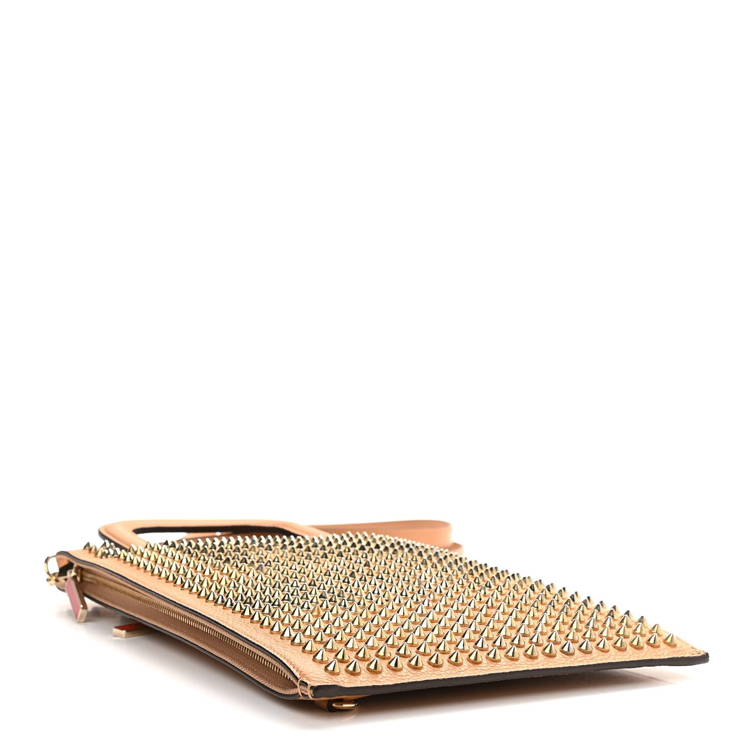 Christian Louboutin Calfskin Spiked Small Trictrac Portfolio Bag Cannelle 4 of 11