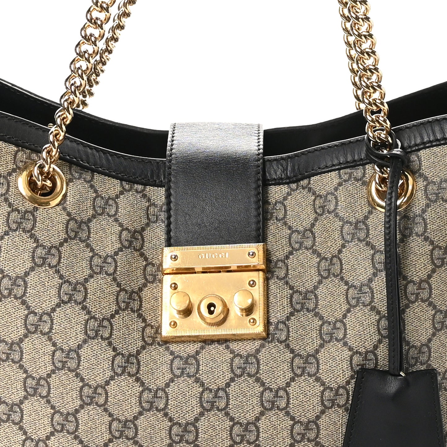 GG Supreme Monogram Medium Padlock Tote Black