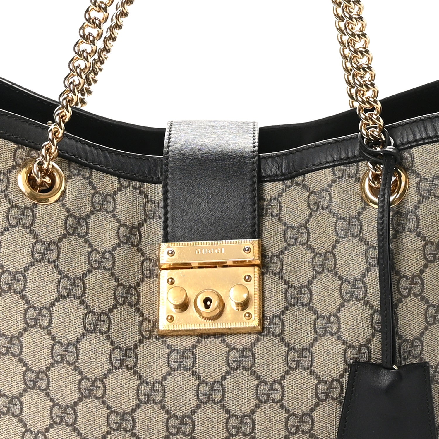 Gucci GG Supreme Monogram Medium Padlock Tote Black 8 of 10