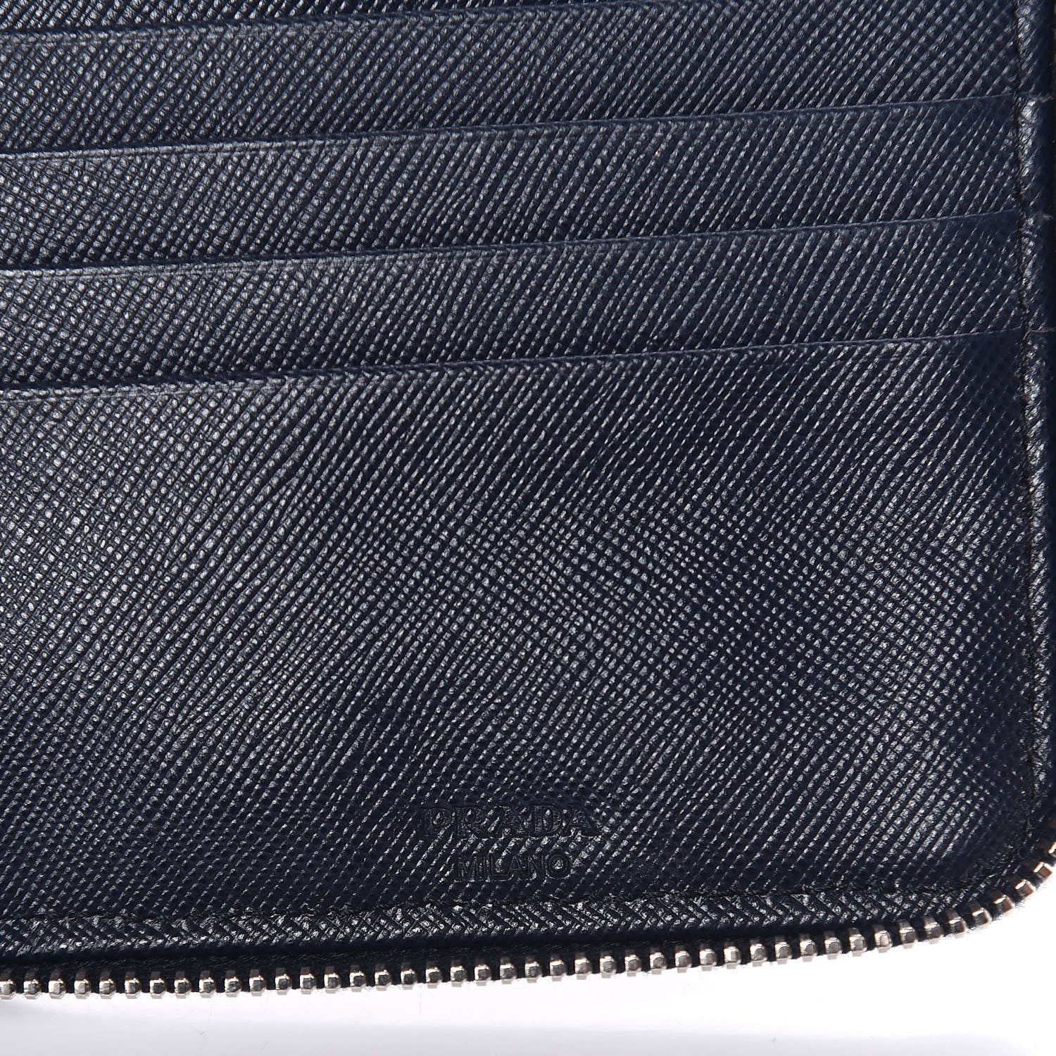Prada Saffiano Zip Around Document Wallet Baltico 6 of 7