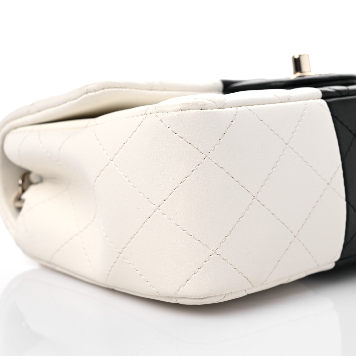 Lambskin Quilted Mini Rectangular Flap White Black