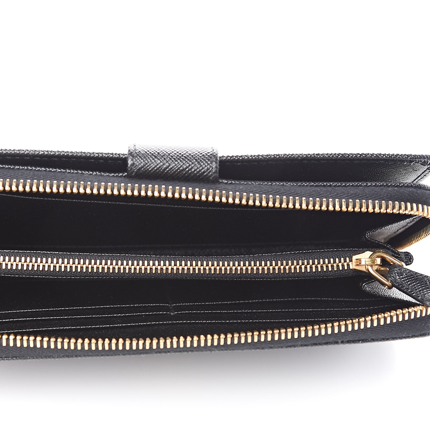Saffiano Metal Zip Around Wallet Black