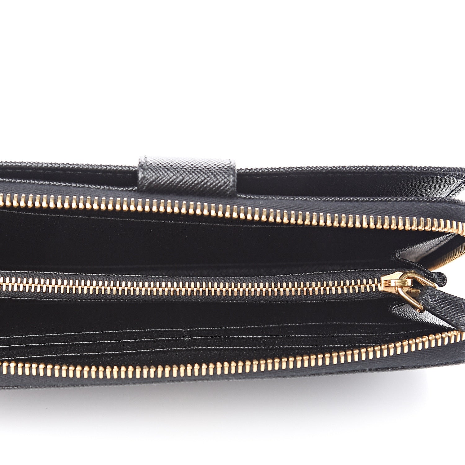 Prada Saffiano Metal Zip Around Wallet Black 5 of 6