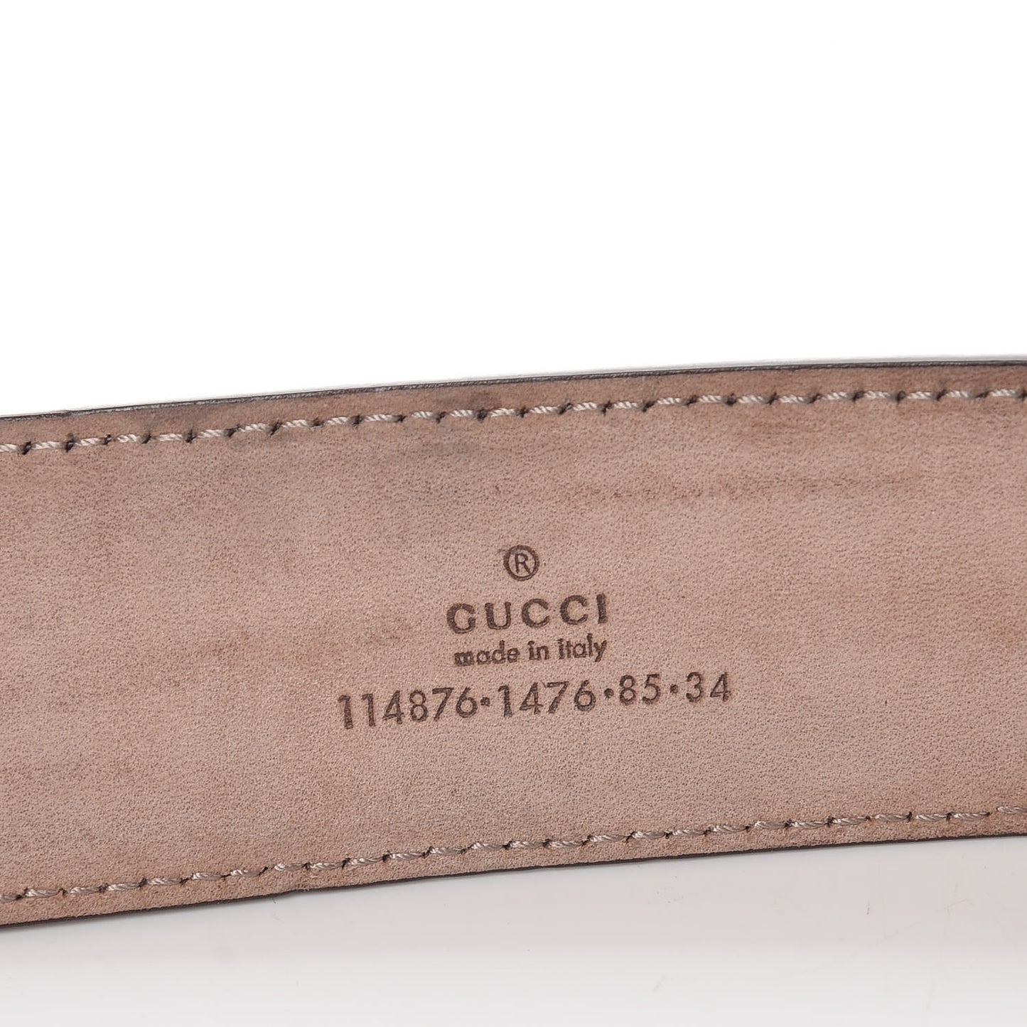 Metallic Calfskin Interlocking G 40mm Belt 85 34 Pewter