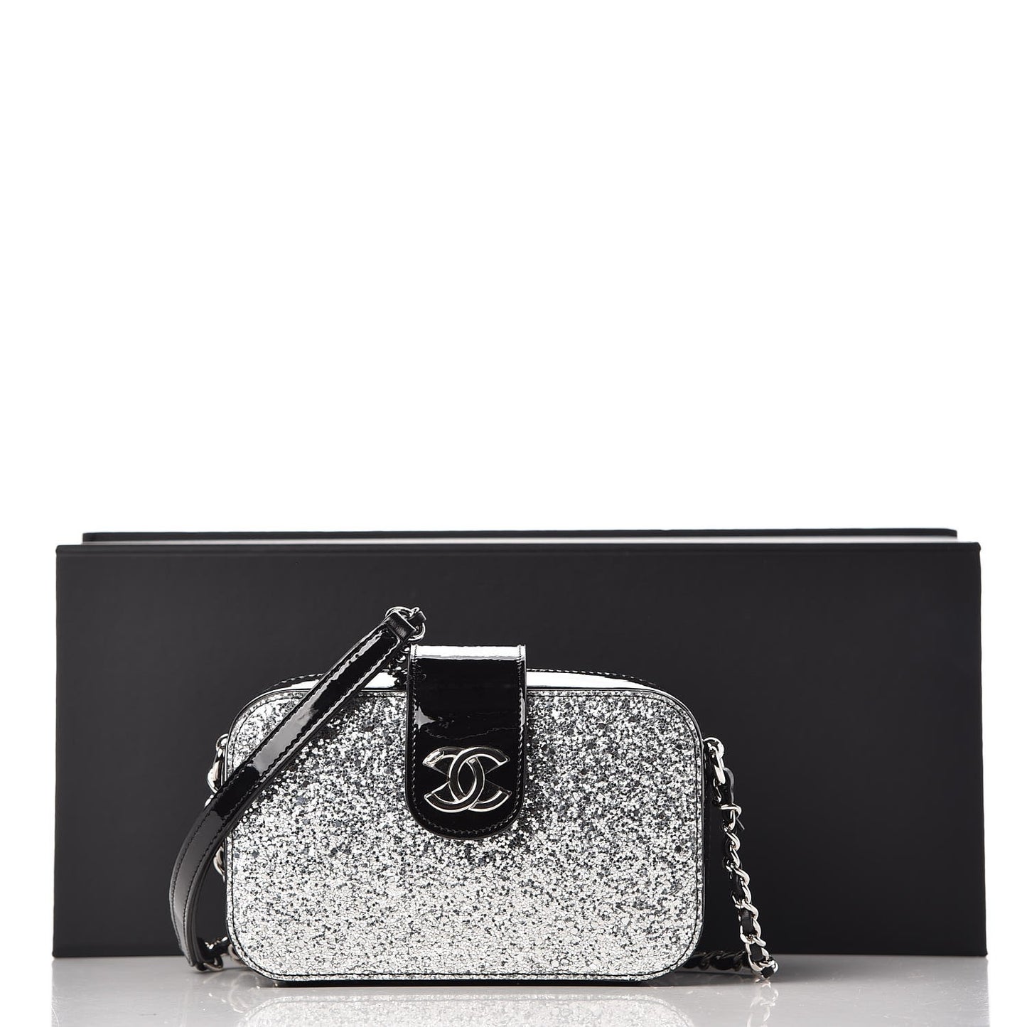 Glitter Patent Camera Case Silver
