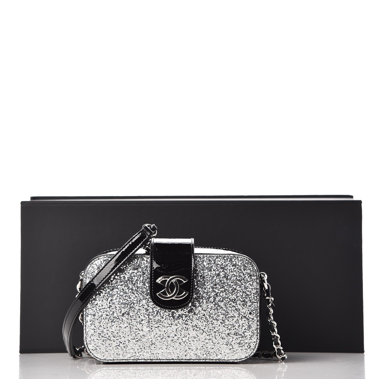 Chanel Glitter Patent Camera Case Silver 8 of 8