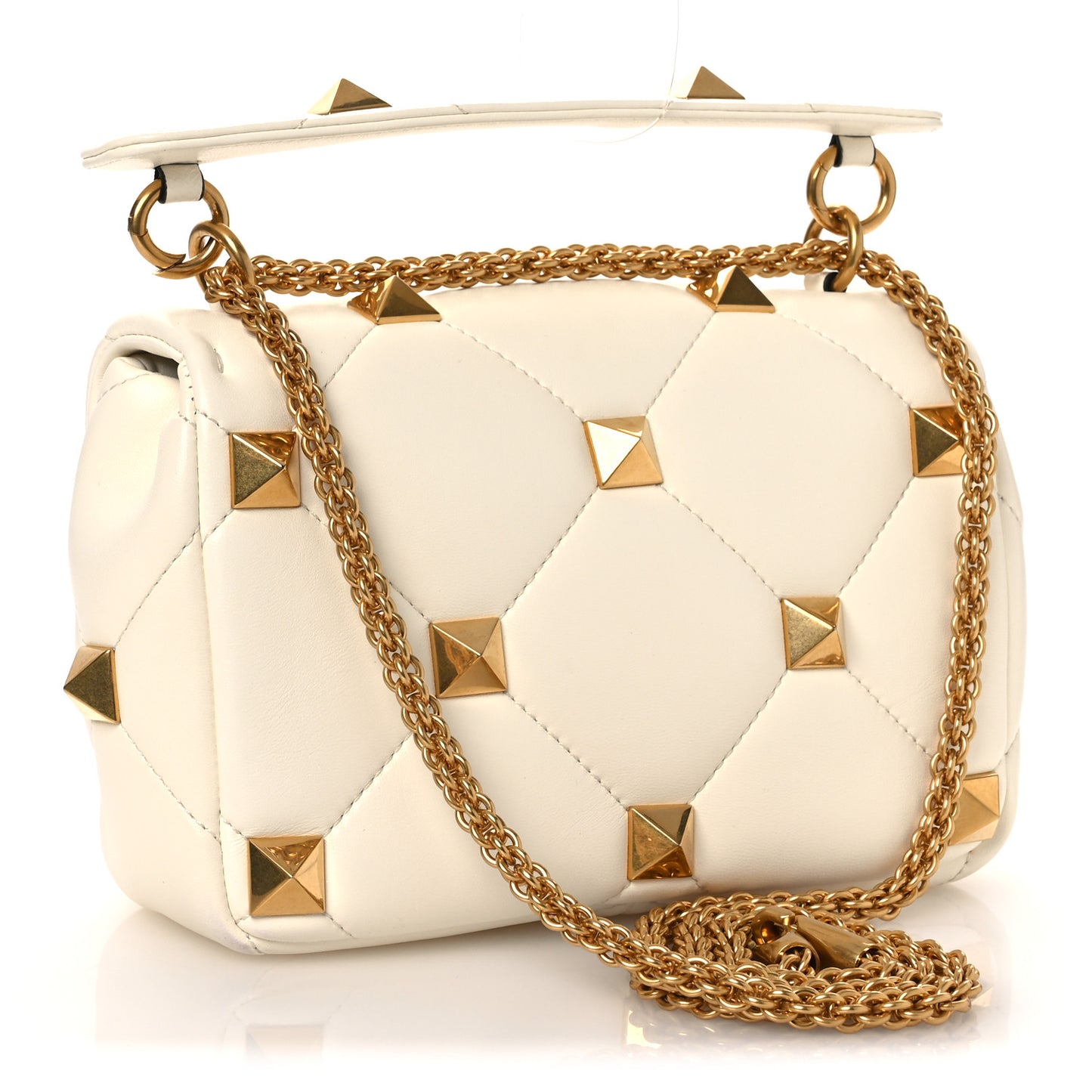 Nappa Medium Roman Stud Shoulder Bag Ivory