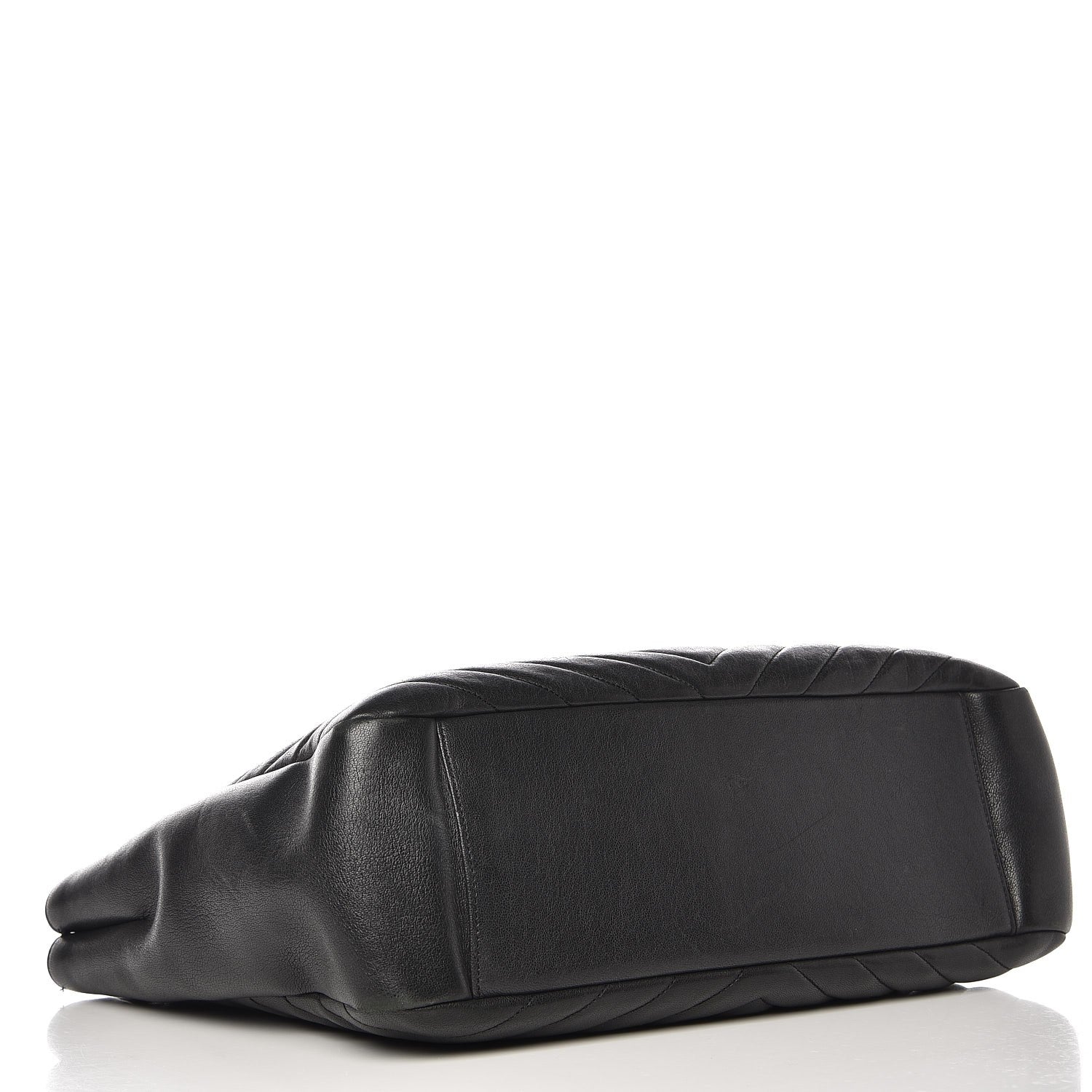 Saint Laurent Sheepskin Matelasse Chevron Large Monogram Shopping Bag Black 4 of 11