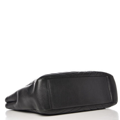 Saint Laurent Sheepskin Matelasse Chevron Large Monogram Shopping Bag Black 4 of 11