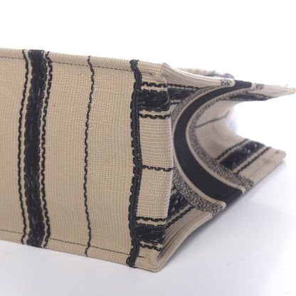 Christian Dior Canvas Embroidered Medium Bayadere Book Tote Black Beige 10 of 10
