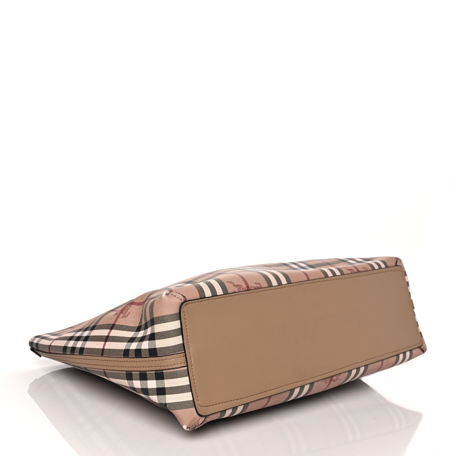 Burberry Grainy Calfskin Haymarket Check Medium Reversible Tote Camel 4 of 16