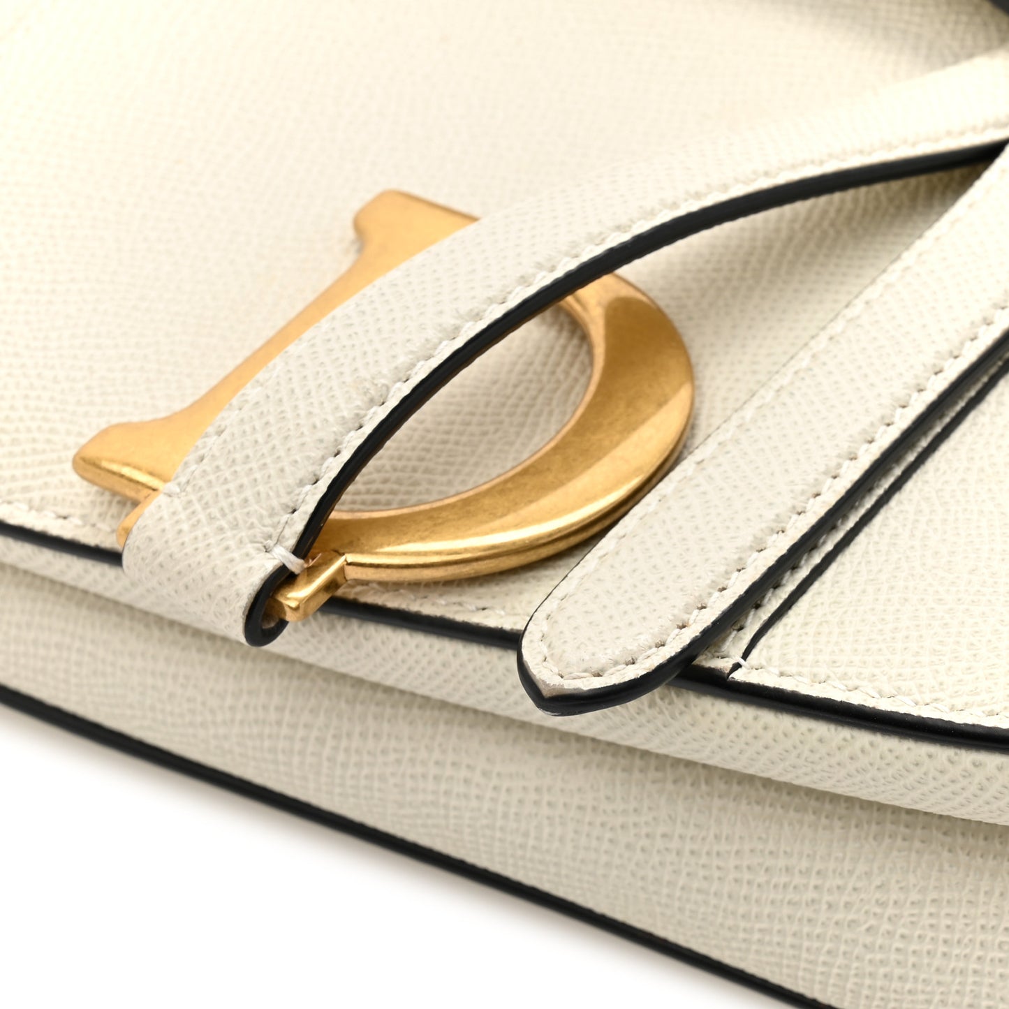 Grained Calfskin Saddle Bag White
