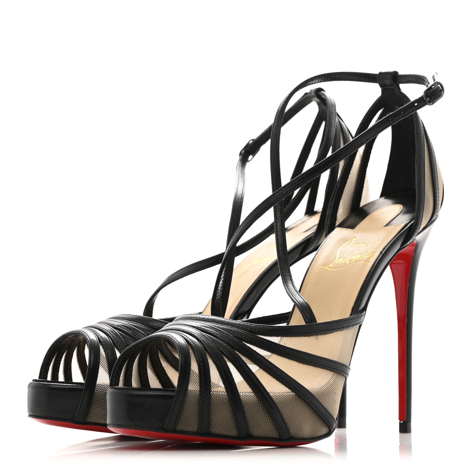 Christian Louboutin Kid Rete Filamenta 120 Platform Sandals 37 Black 4 of 8