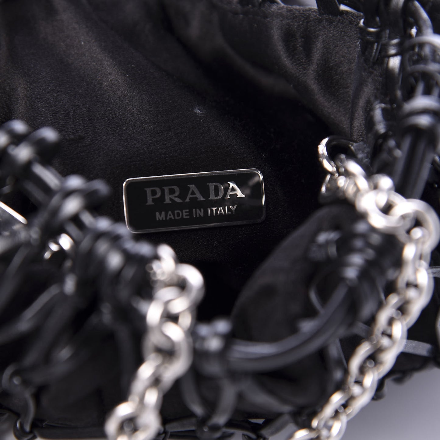Satin Net Chain Bag Black