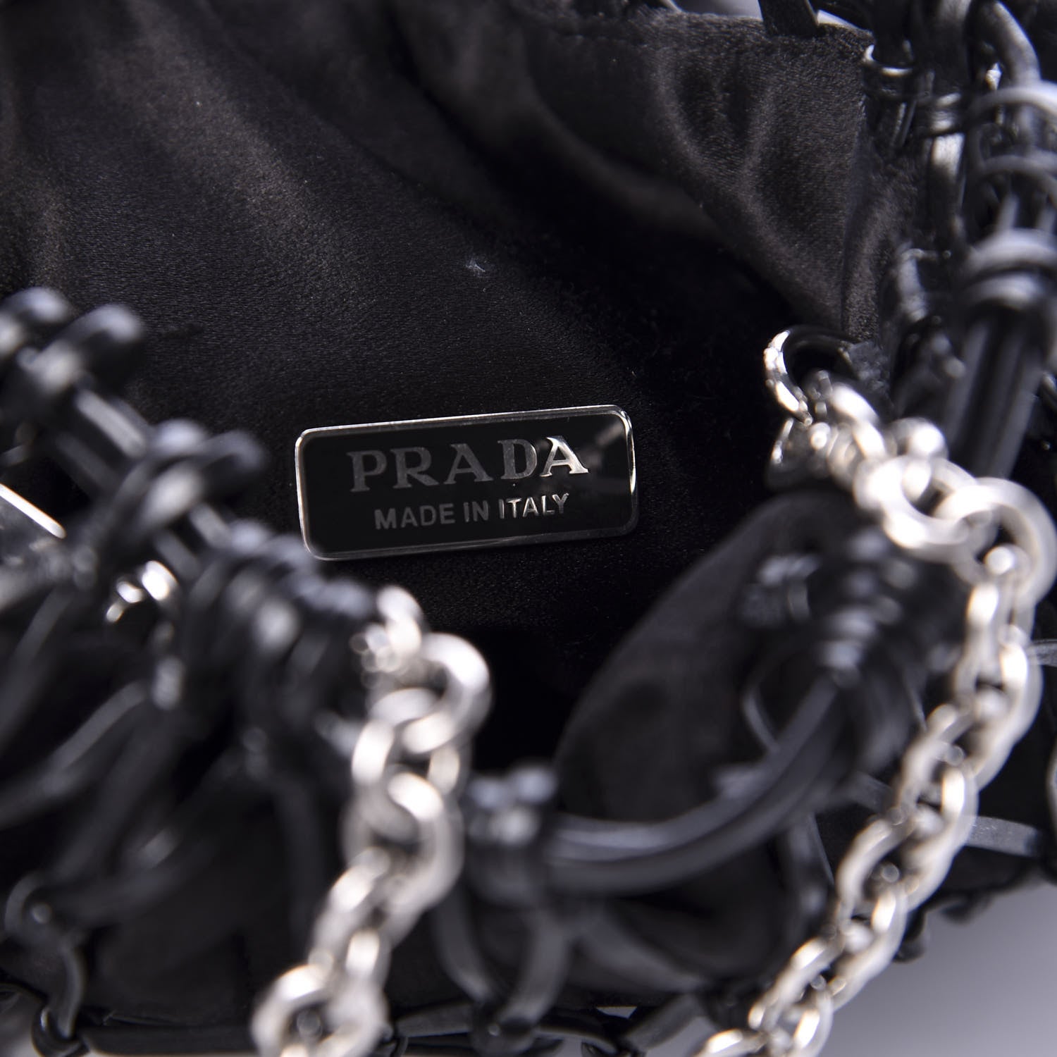 Prada Satin Net Chain Bag Black 8 of 9