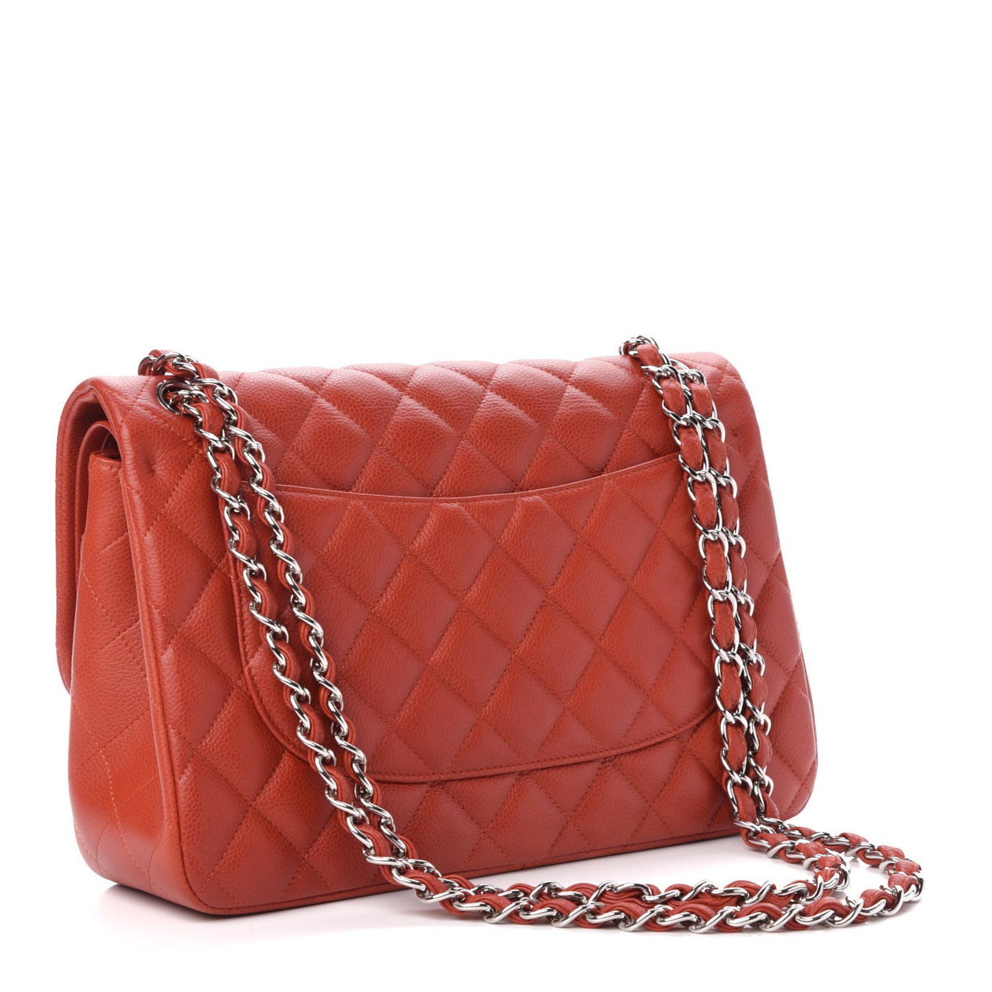 Caviar Quilted Jumbo Double Flap Red