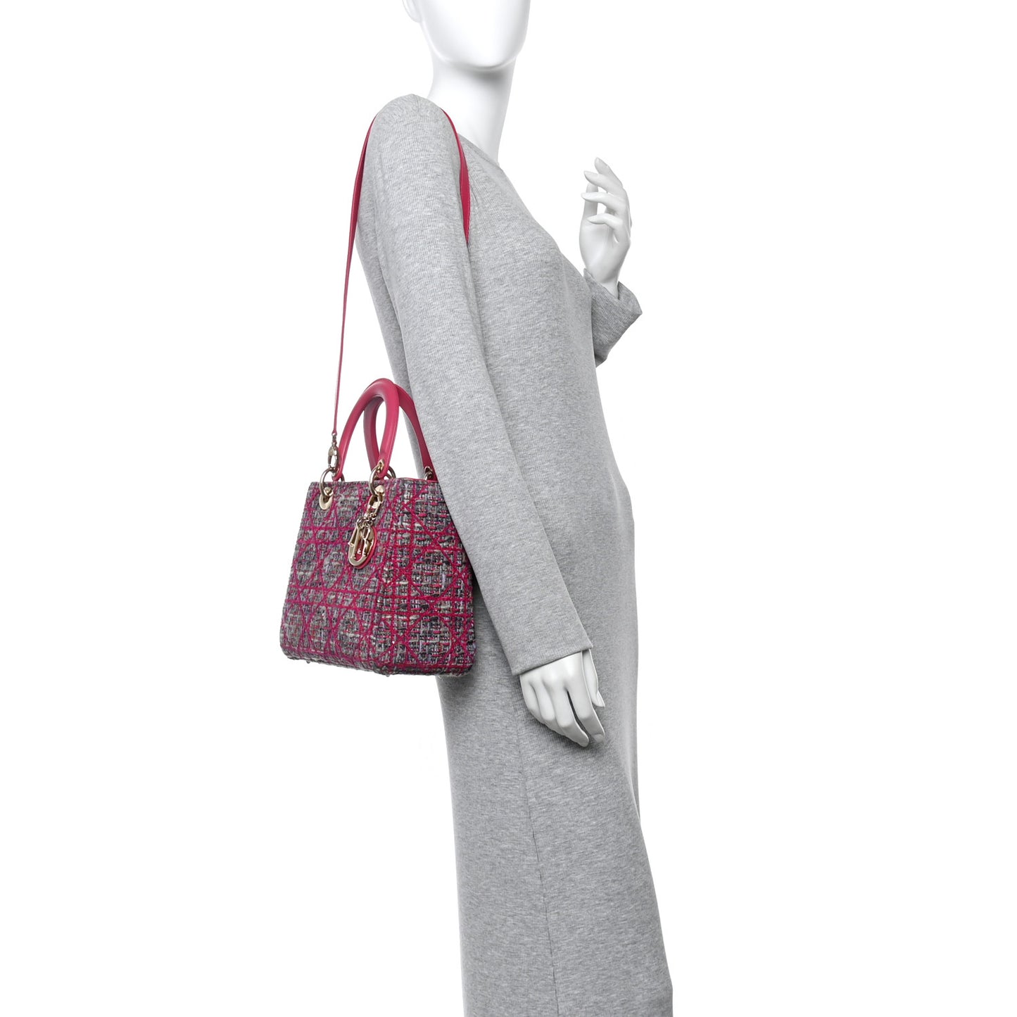 Tweed Medium Lady Dior Pink Multicolor