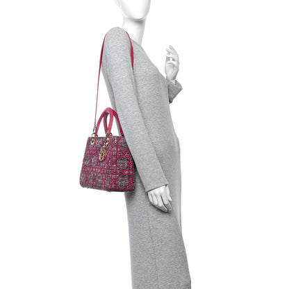 Christian Dior Tweed Medium Lady Dior Pink Multicolor 2 of 10