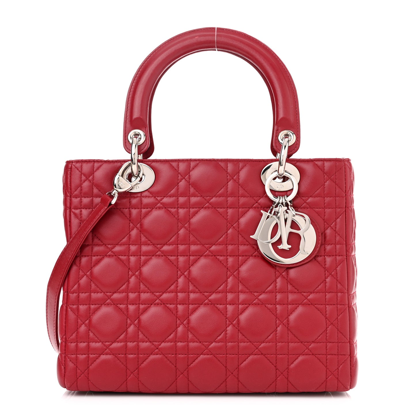 Lambskin Cannage Medium Lady Dior Red