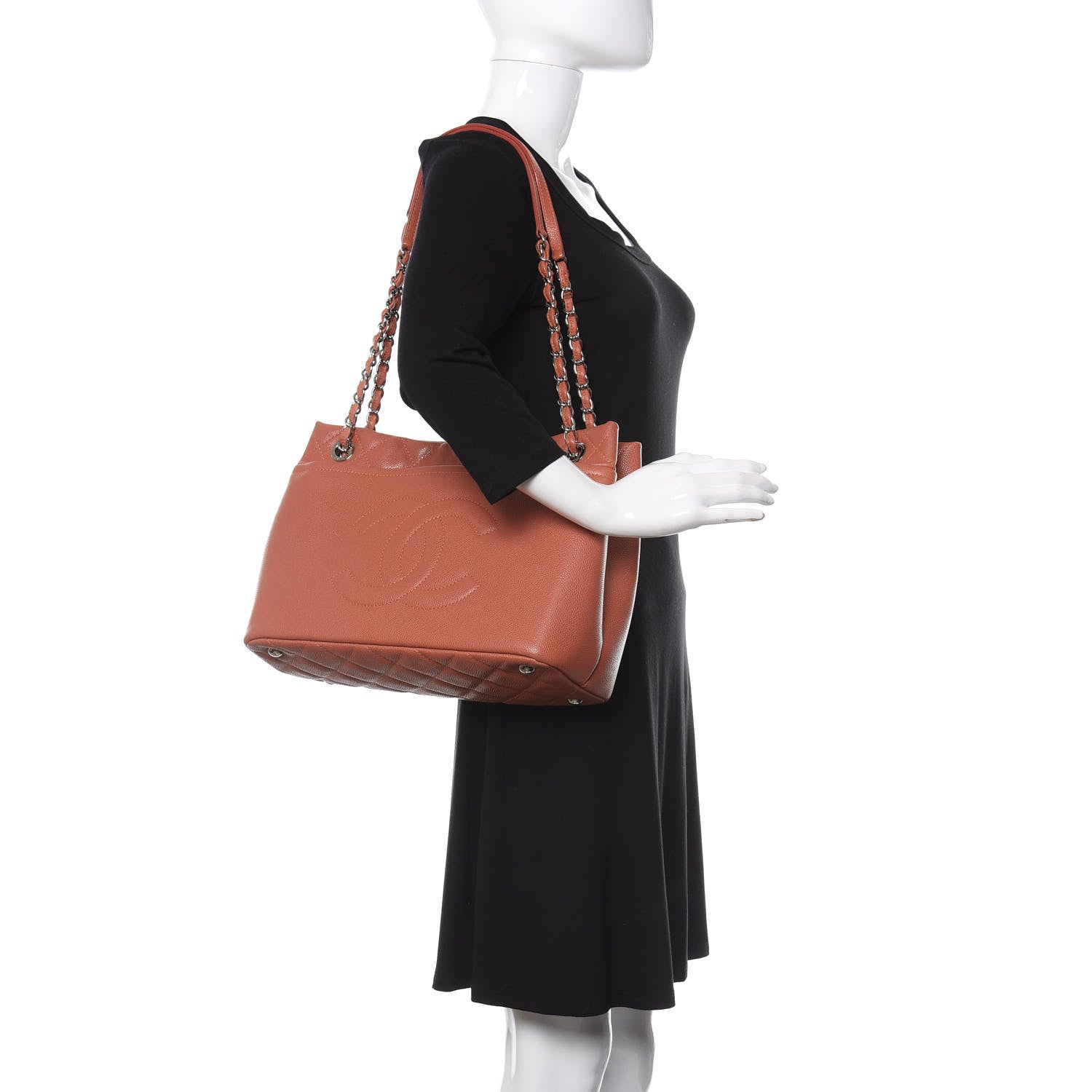 Chanel Caviar Quilted Timeless CC Soft Tote Light Red 2 of 9