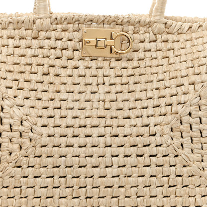Salvatore Ferragamo Raffia XL Studio Box Tote Natural 8 of 10