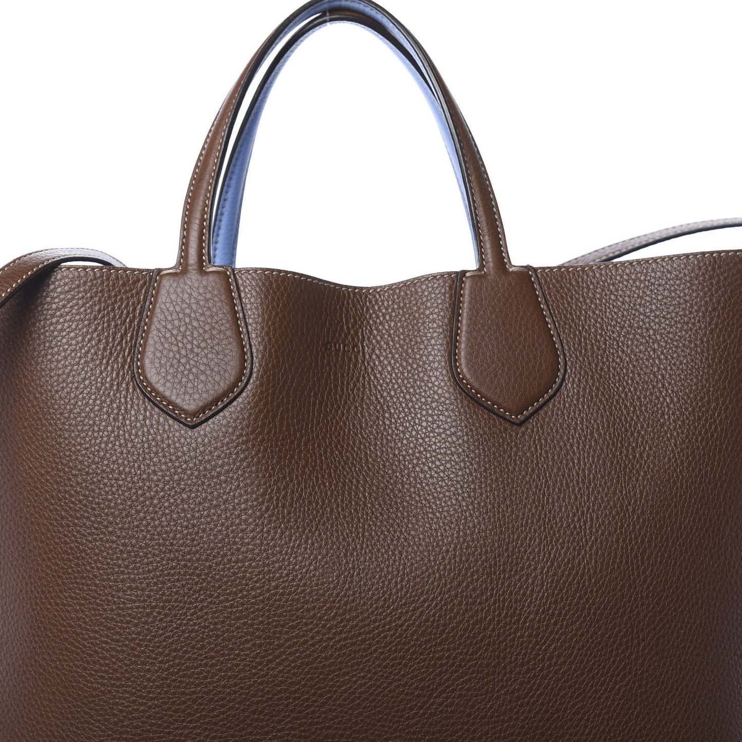 Cellarius Calfskin Bi-Color Medium Ramble Reversible Tote Nut Brown Mineral Blue