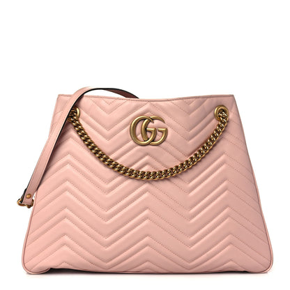 Gucci Calfskin Matelasse Medium GG Marmont Shoulder Tote Bag Perfect Pink 1 of 11
