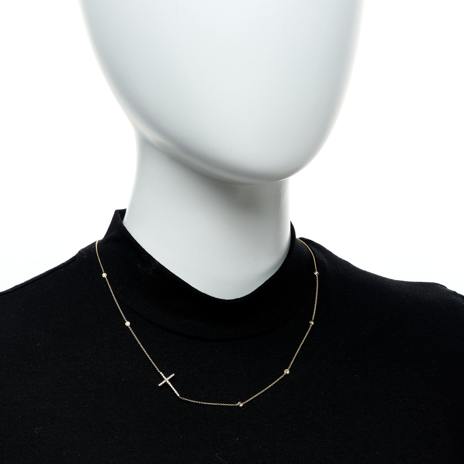 Roberto Coin 18K Yellow Gold Diamond Integrated Cross Necklace 2 of 5
