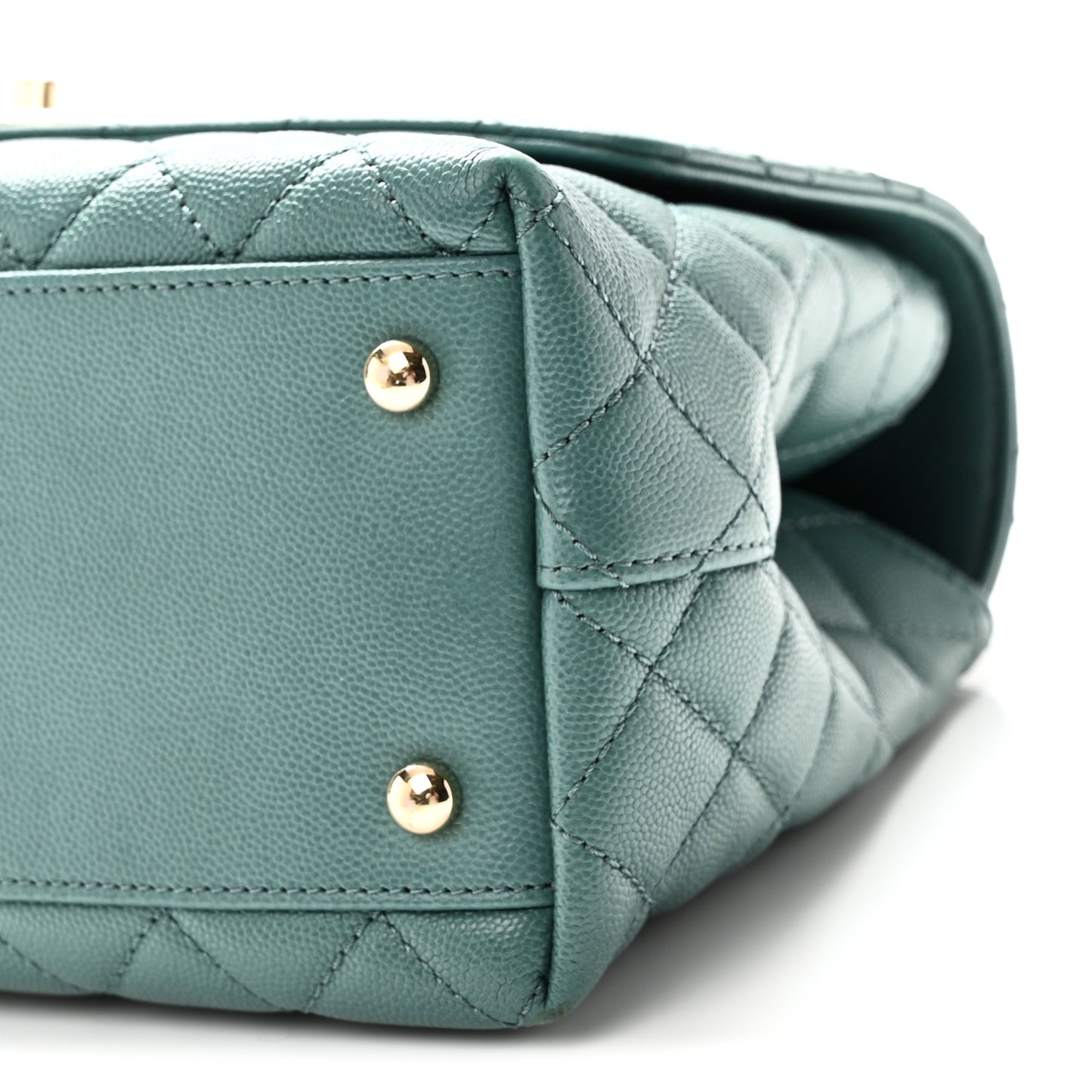 Caviar Quilted Lizard Embossed Small Coco Handle Flap Green