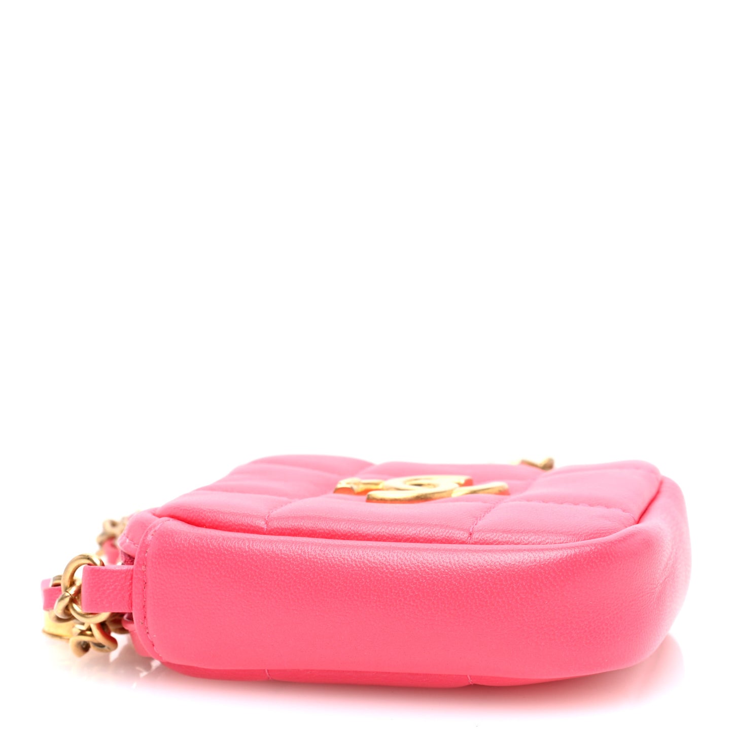 Lambskin Quilted Diamond Coin Purse With Chain Pink