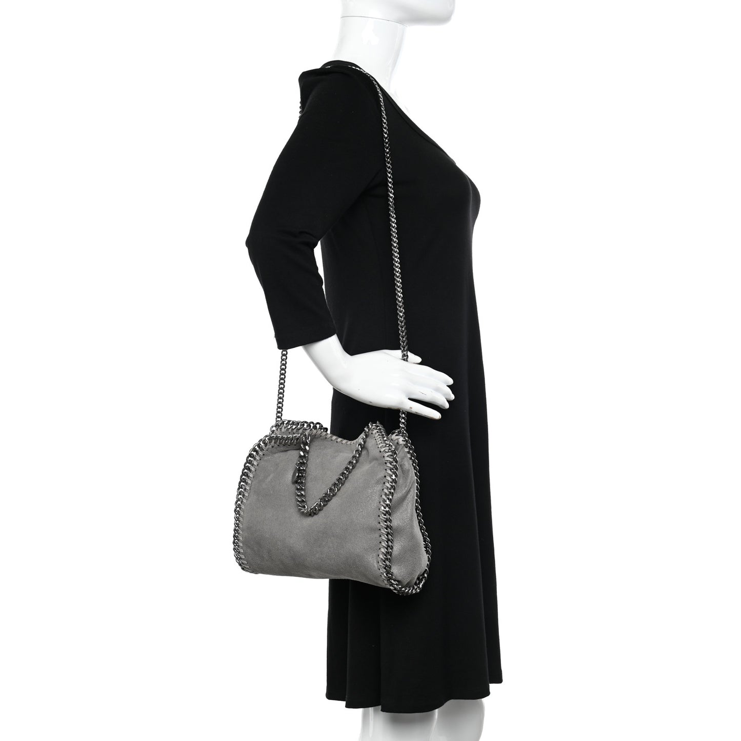 Shaggy Deer Mini Falabella Fold Over Tote Light Grey