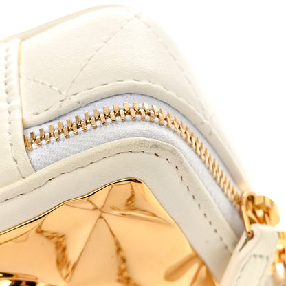 Chanel Lambskin Quilted Mini Golden Plate Clutch With Chain White 13 of 13