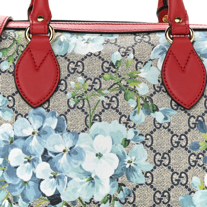 Gucci GG Supreme Monogram Blooms Small Boston Beige Blue Navy Hibiscus Red 8 of 14