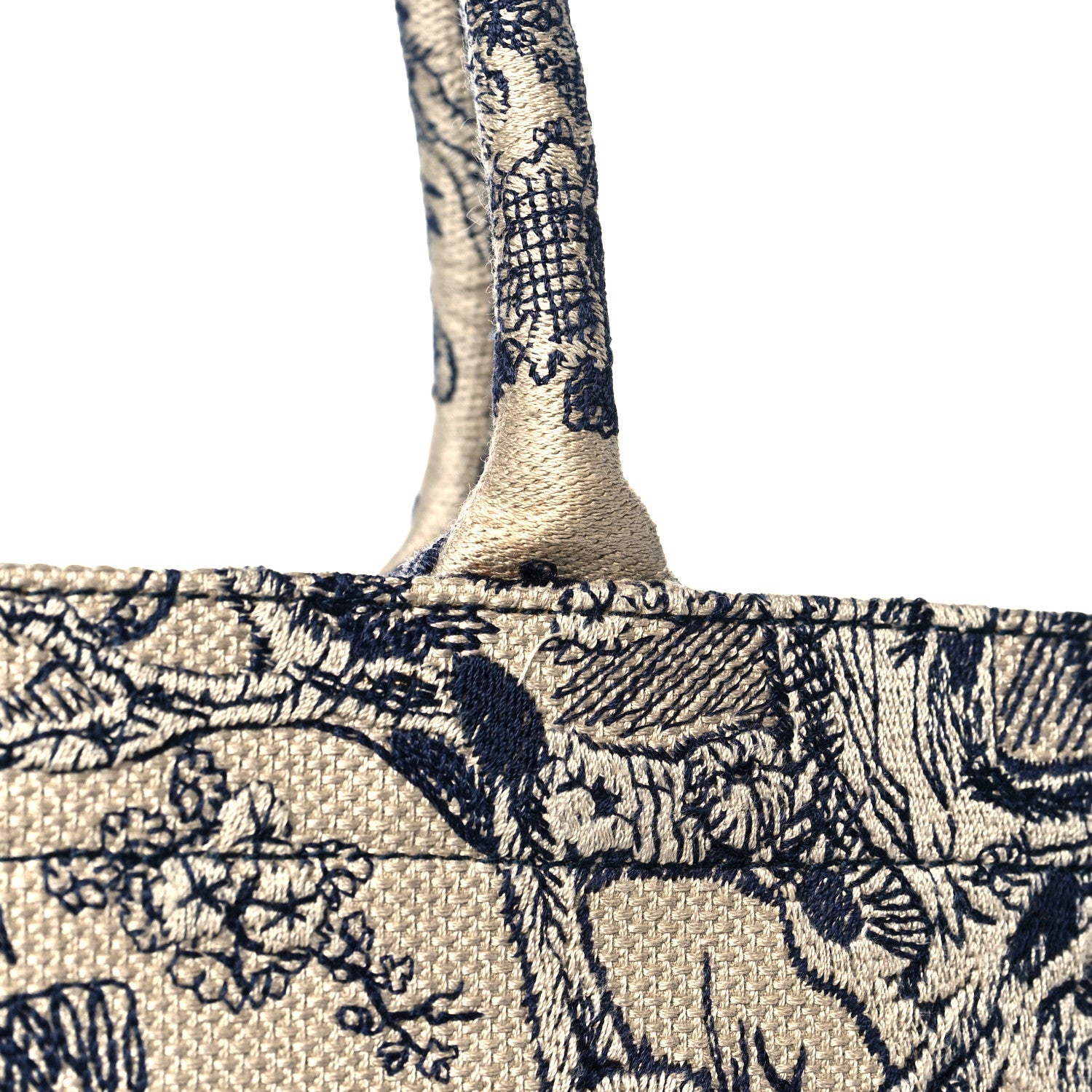 Christian Dior Canvas Embroidered Large Dioriviera Toile De Jouy Book Tote Black 12 of 13