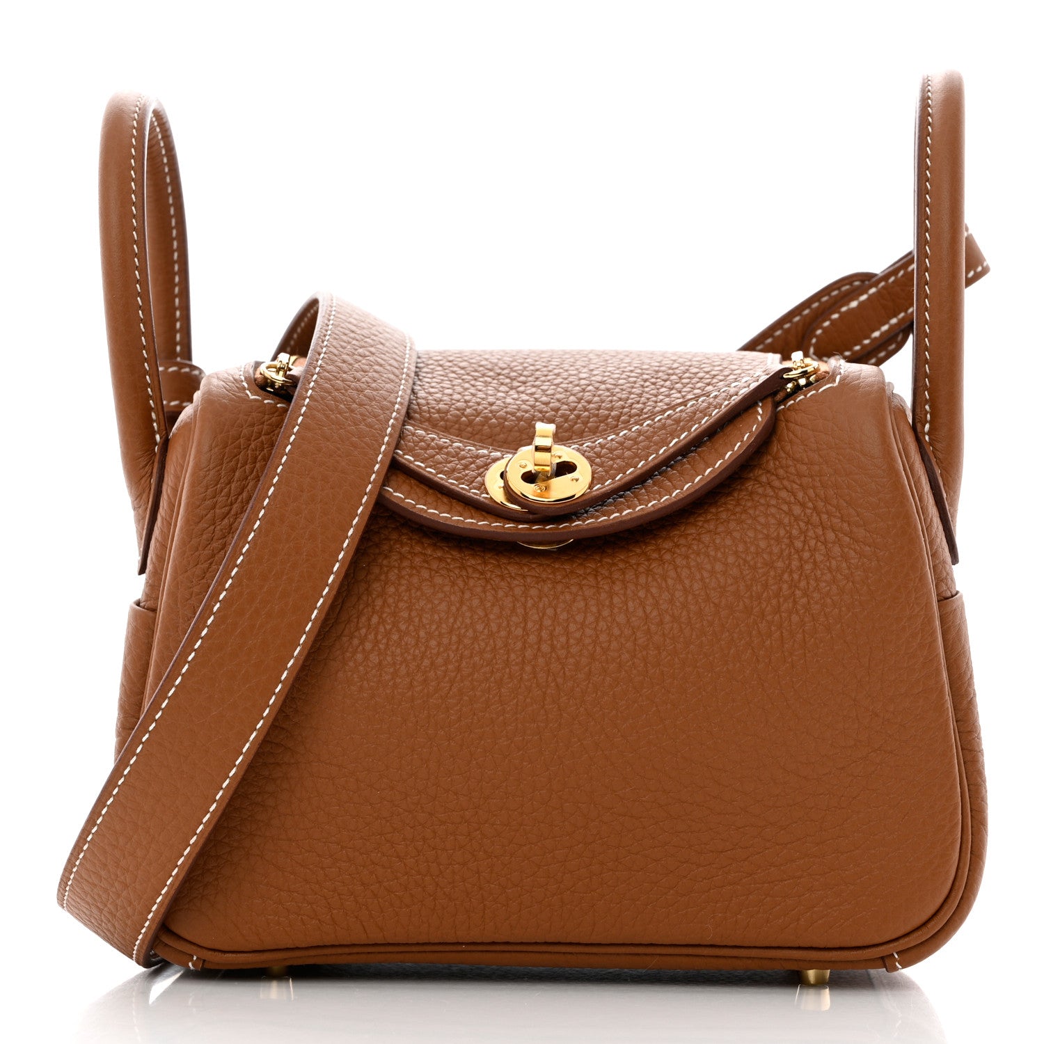Hermes Taurillon Clemence Mini Lindy 20 Gold 1 of 11
