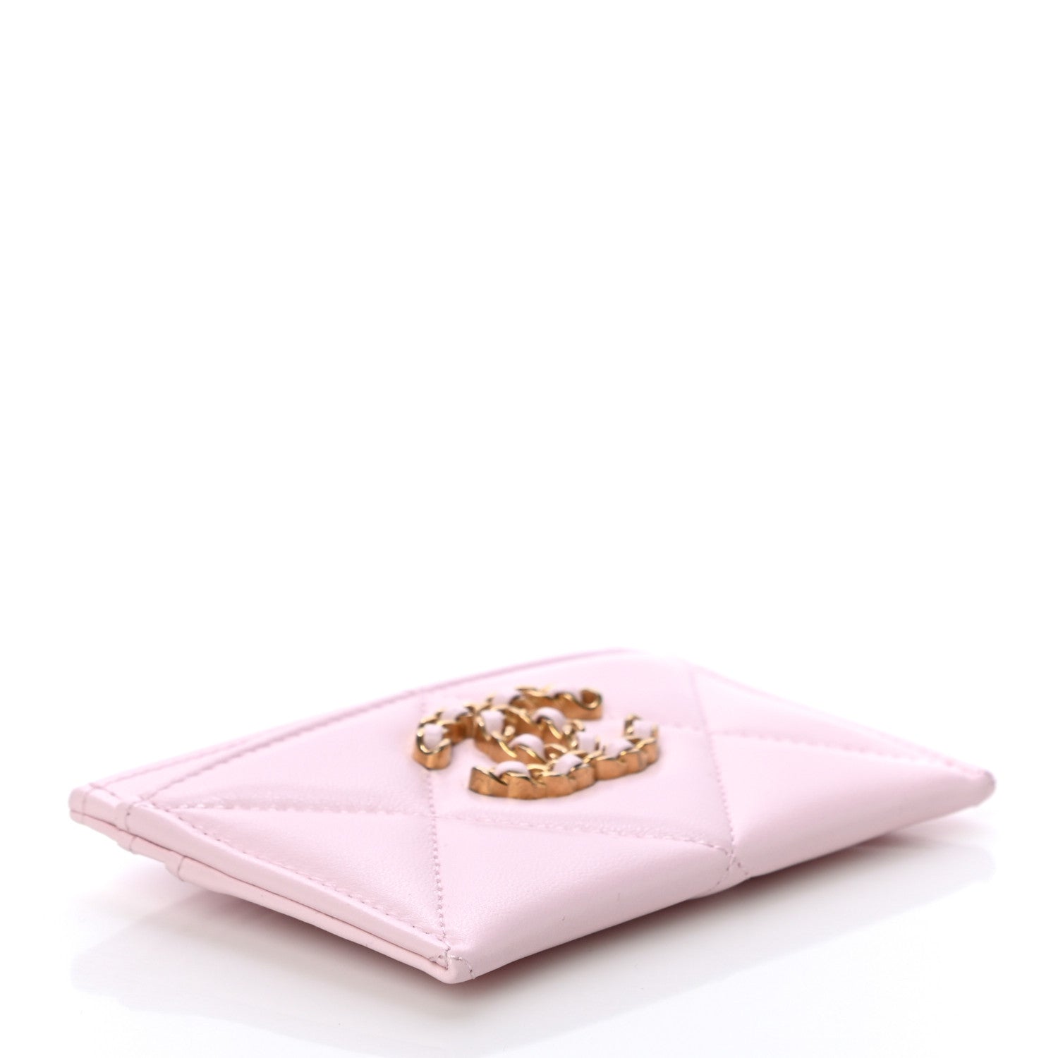 Chanel Lambskin Quilted Chanel 19 Card Holder Light Pink 4 of 12