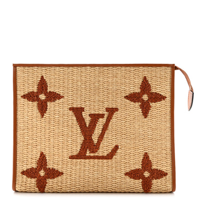 Louis Vuitton Raffia Monogram Giant Toiletry Pouch 26 Tan 1 of 6