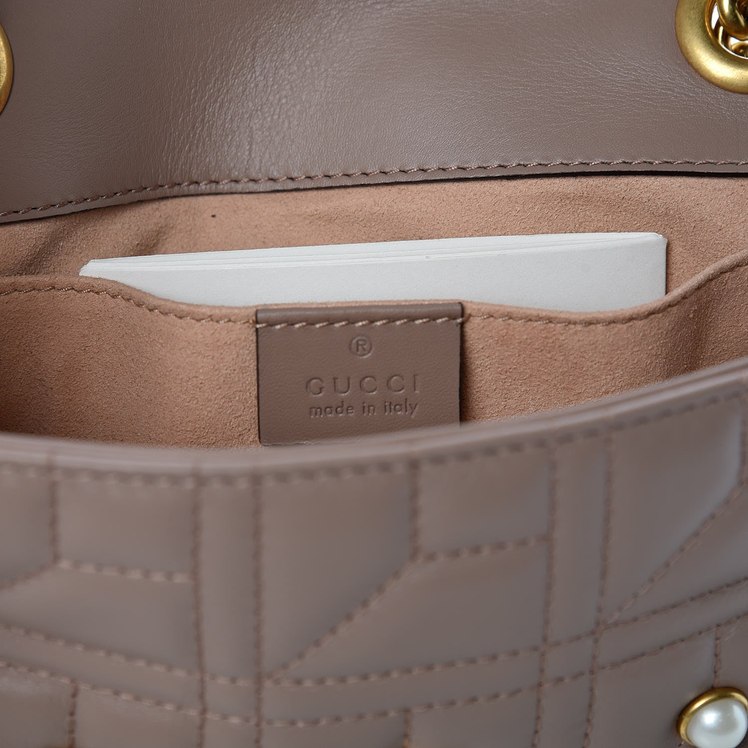 Gucci Calfskin Matelasse Studded Mini Pearly GG Marmont Shoulder Bag Porcelain Rose 6 of 9