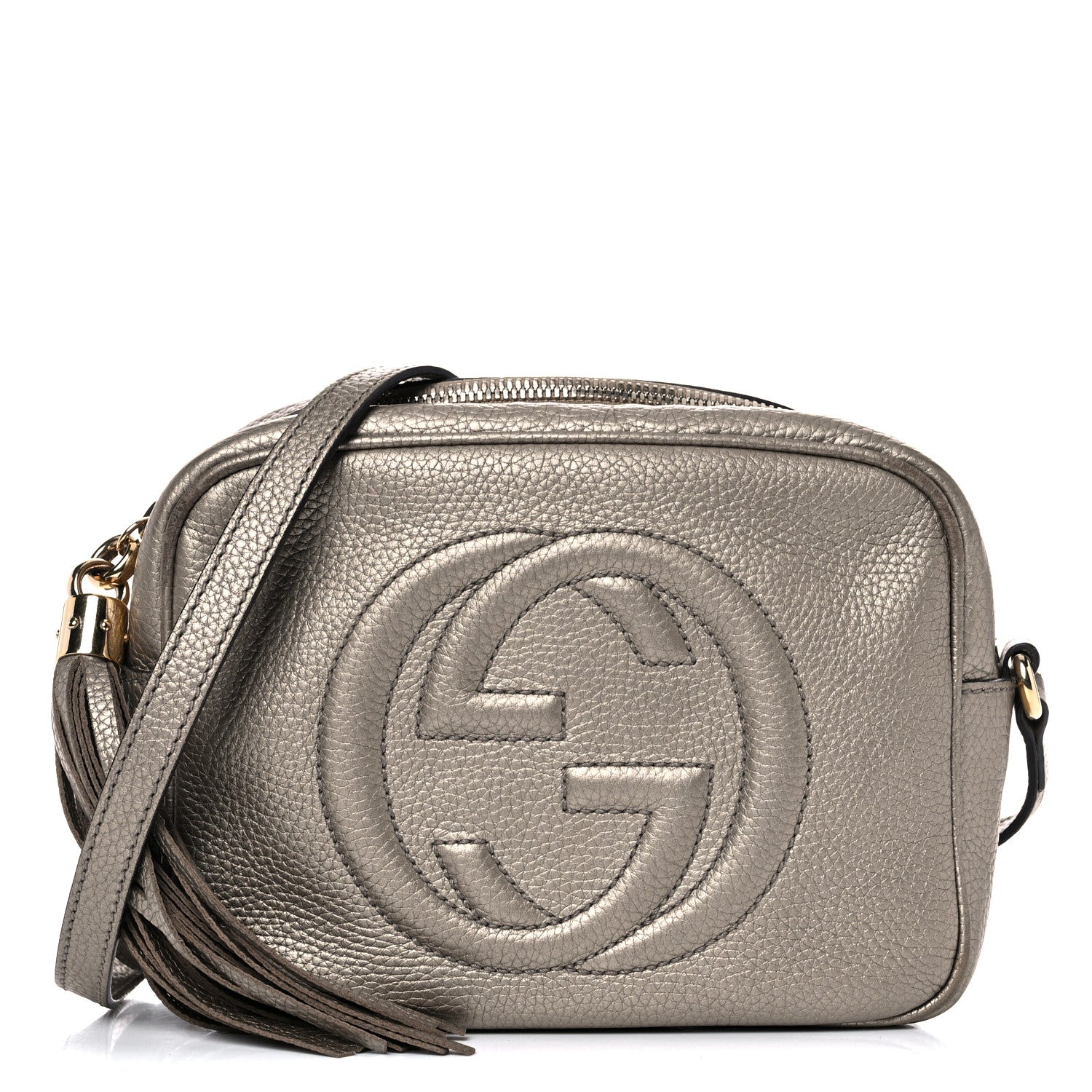 Gucci Metallic Pebbled Calfskin Small Soho Disco Bag Golden Beige 1 of 20