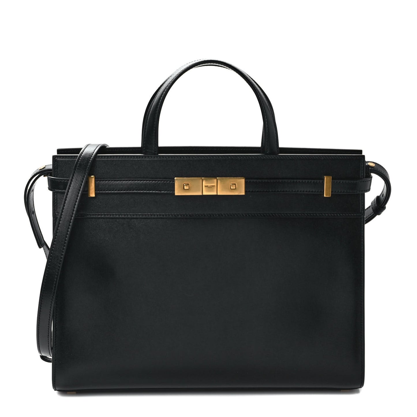 Calfskin Small Manhattan Shopper Tote Black