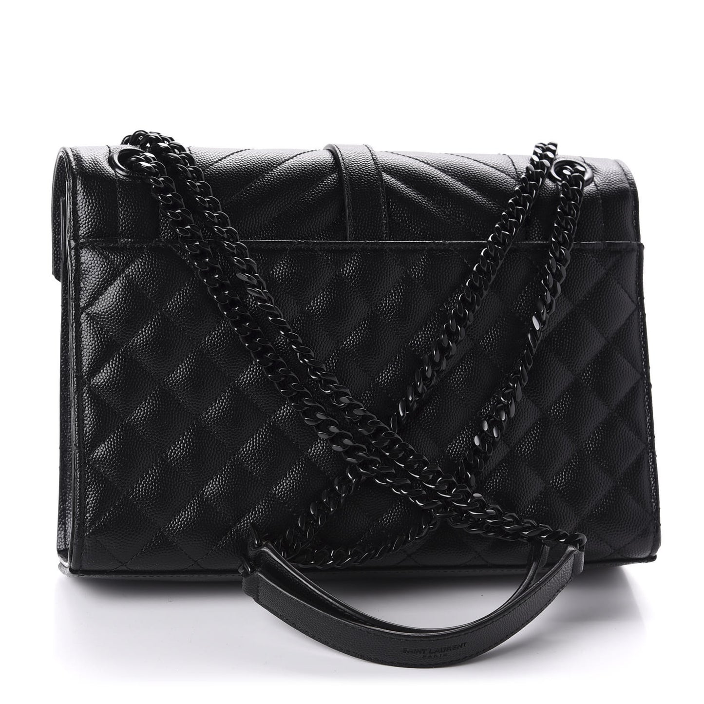 Grain De Poudre Textured Mixed Matelasse Triquilt Medium Monogram Satchel Black
