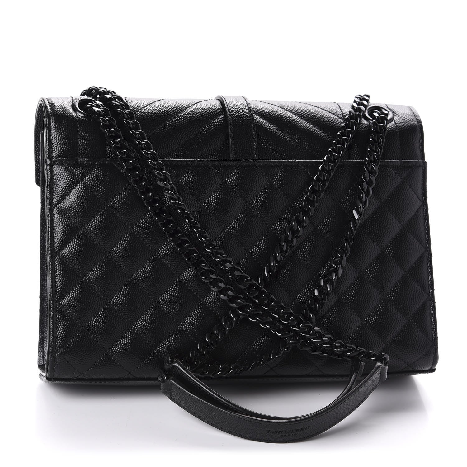 Saint Laurent Grain De Poudre Textured Mixed Matelasse Triquilt Medium Monogram Satchel Black 4 of 12
