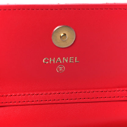 Chanel Lambskin Quilted Pearl Crush Clutch With Chain Red 6 of 11