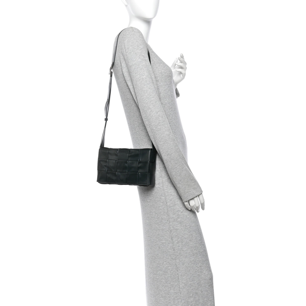 Paper Calfskin Maxi Intreccio Cassette Crossbody Bag Inkwell